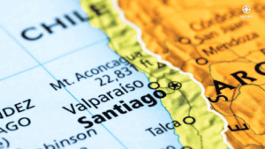 Mapa de Chile donde se aprecia la ubicación de Santiago, Valparaíso...