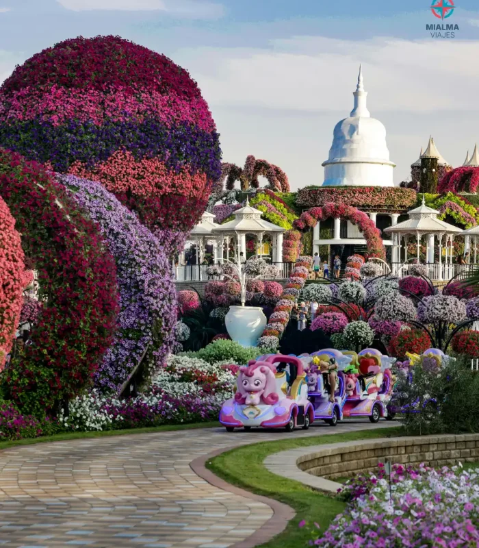 Vista del parque de flores naturales más grande del mundo: Dubai Miracle Garden